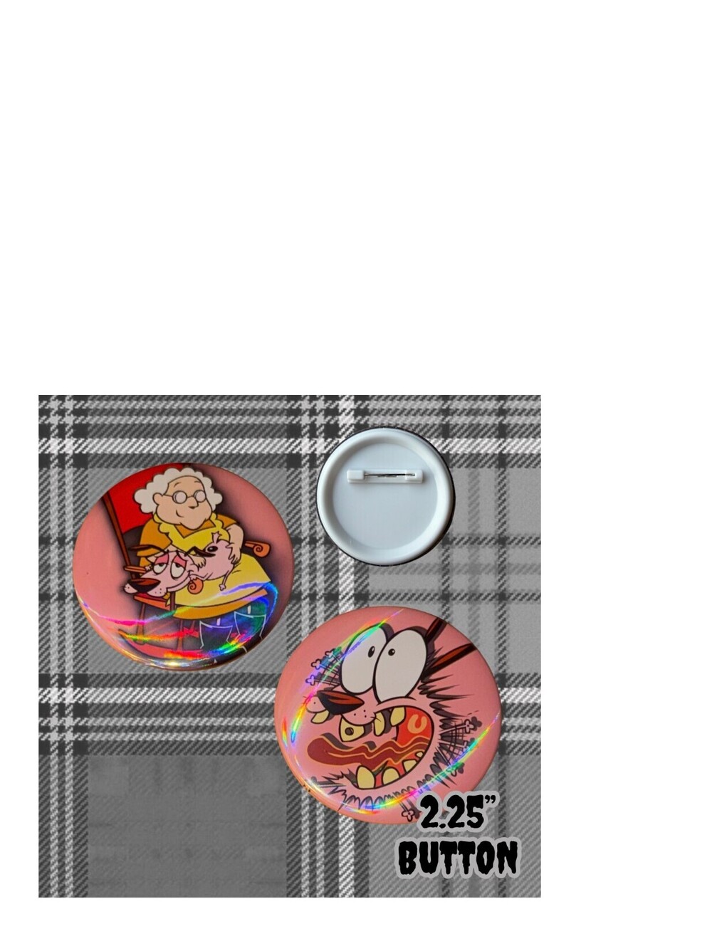 Courage the Cowardly Dog 2.25" Button Set of 2.